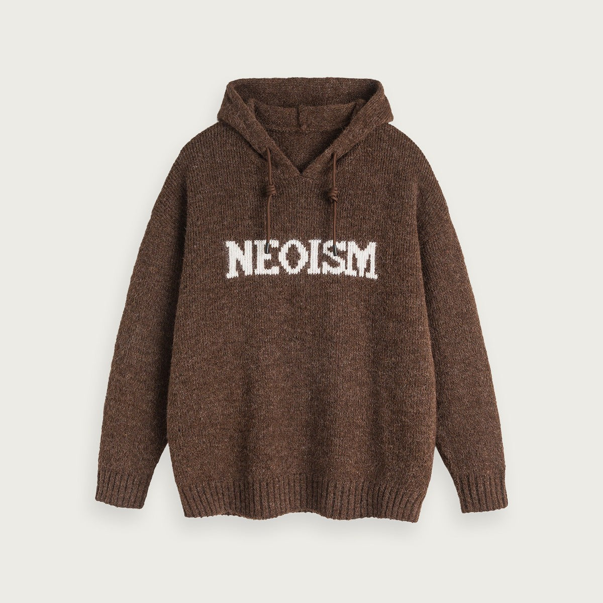 Stickad Hoodie Alphabet Jacquard Färgblock Lössittande