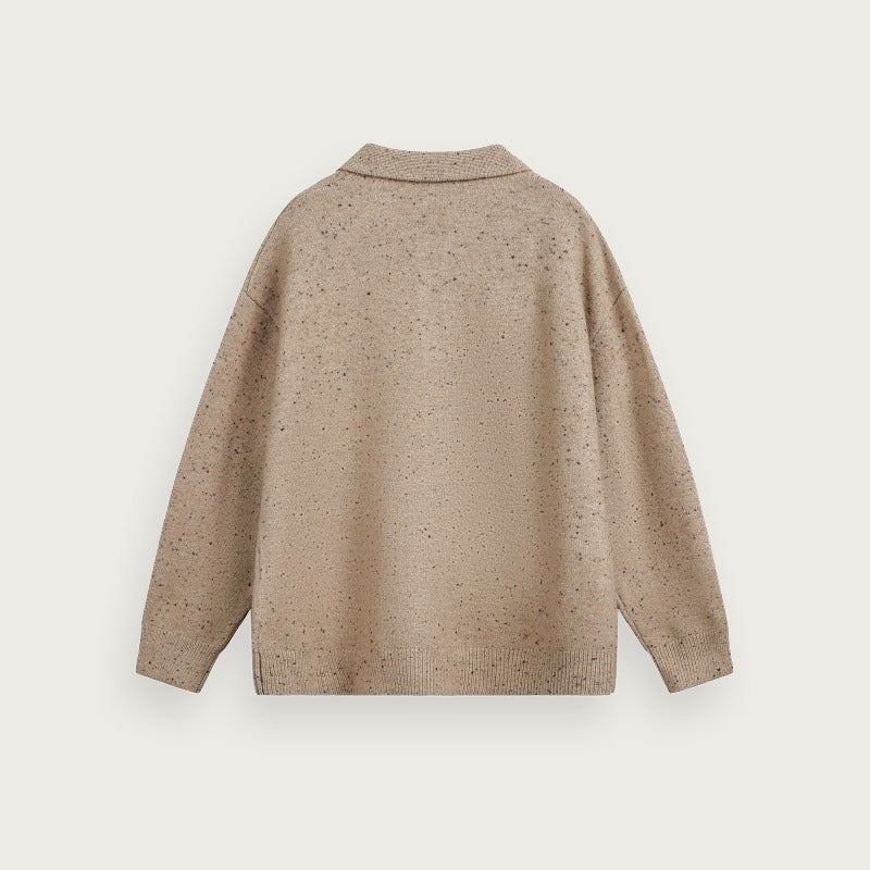 Flerfärgad jacquardstickad tröja – Spännhalsdesign