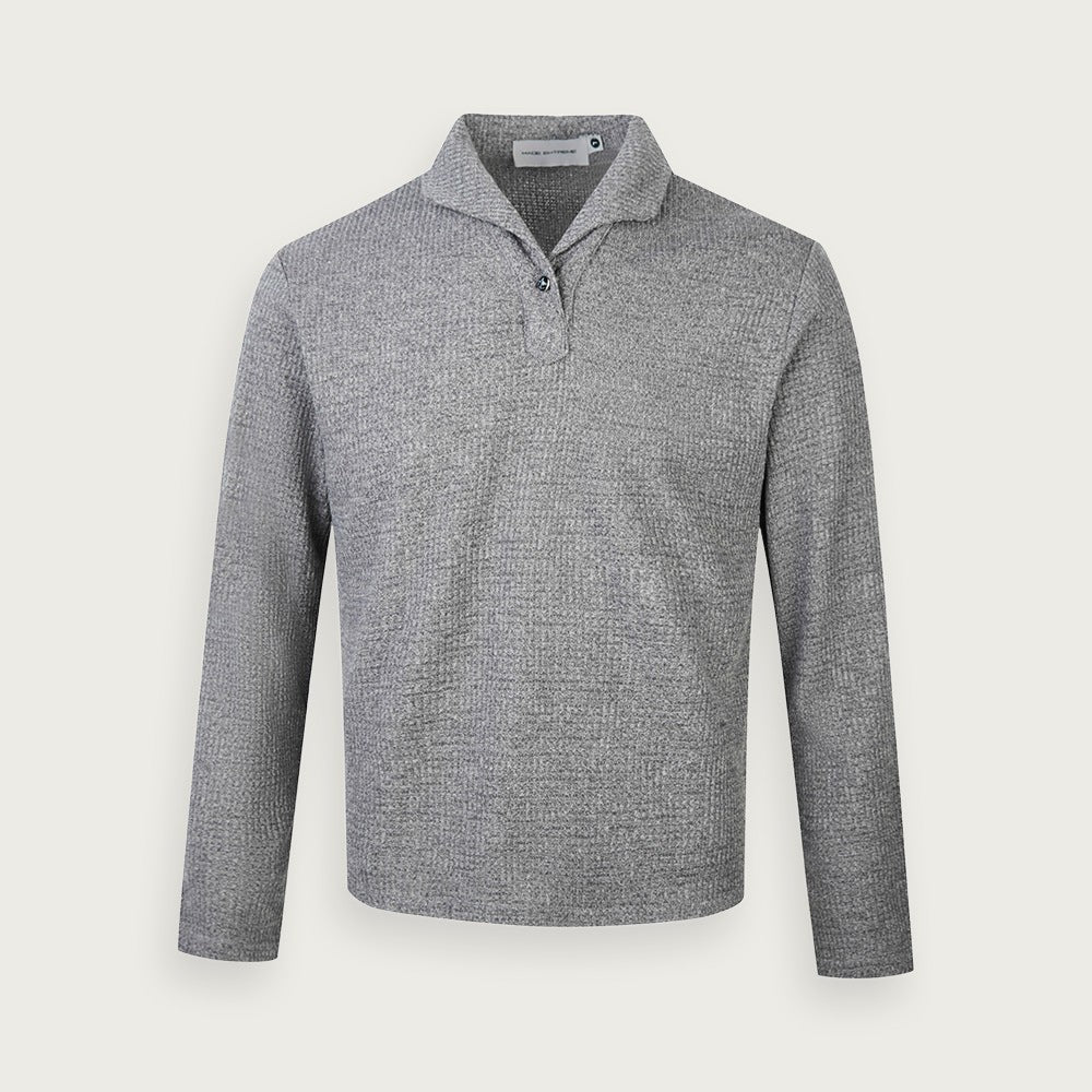 Italiensk stickad pikétröja – Enkeldesignad krage