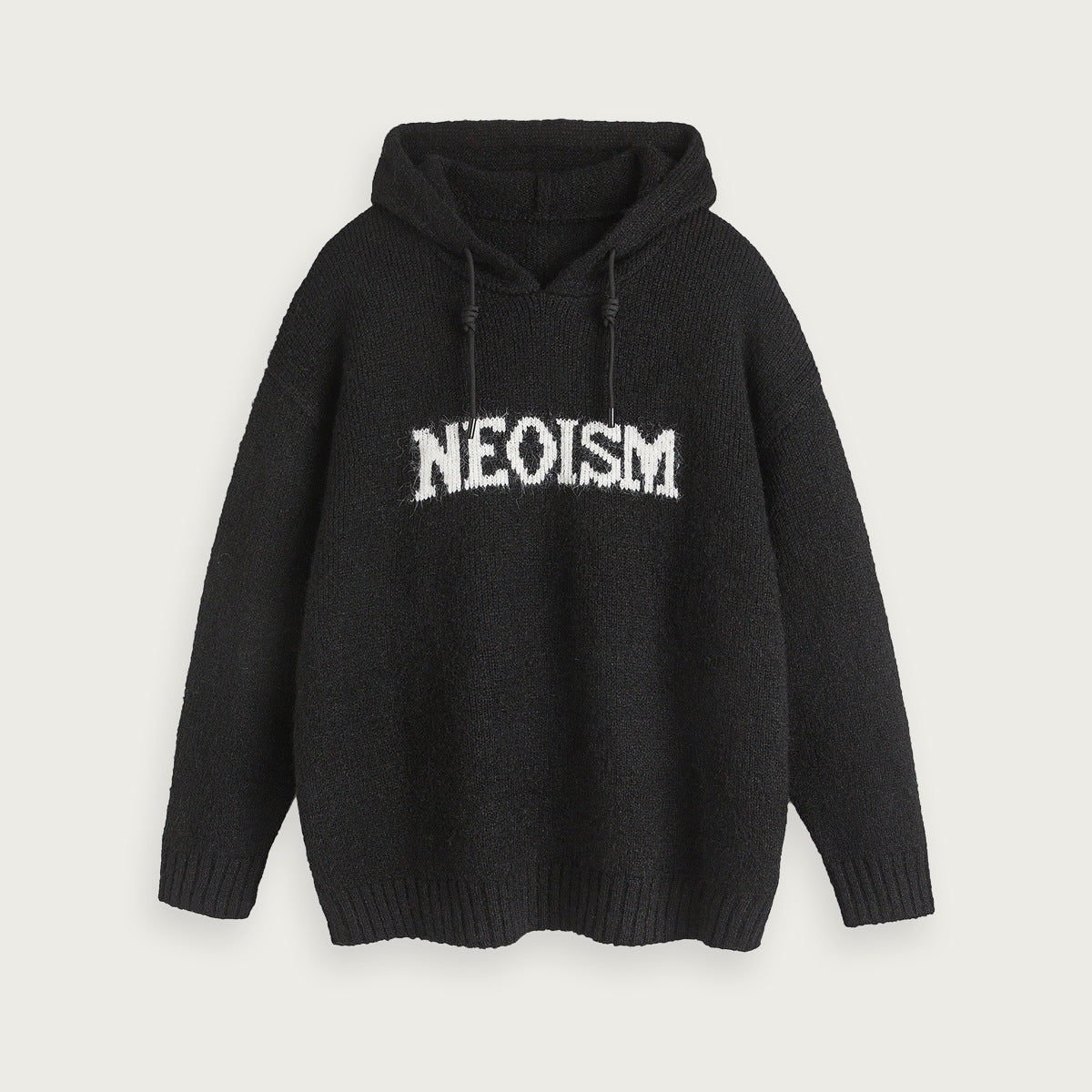 Stickad Hoodie Alphabet Jacquard Färgblock Lössittande