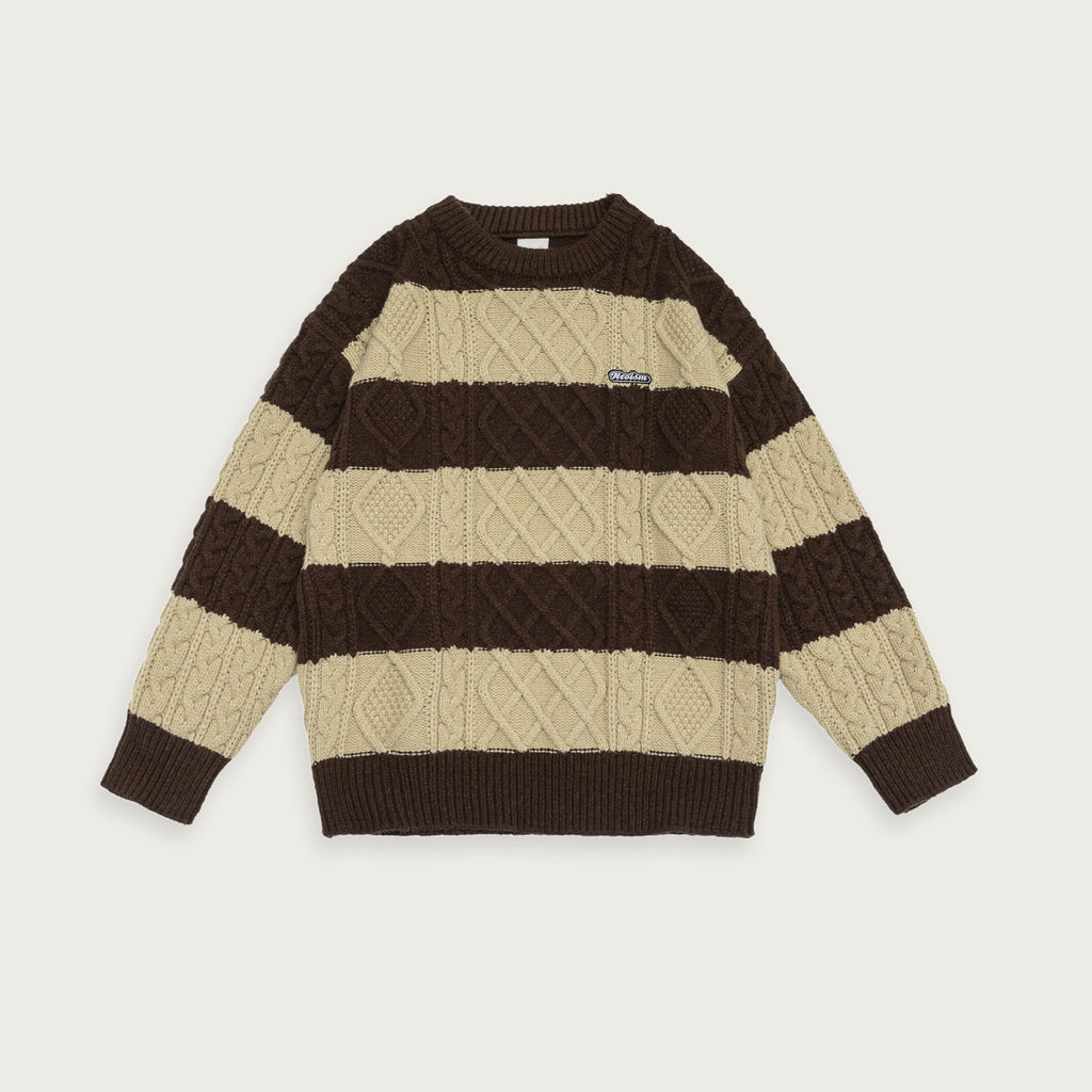 Tjock stickad tröja med rund hals – Avslappnad passform