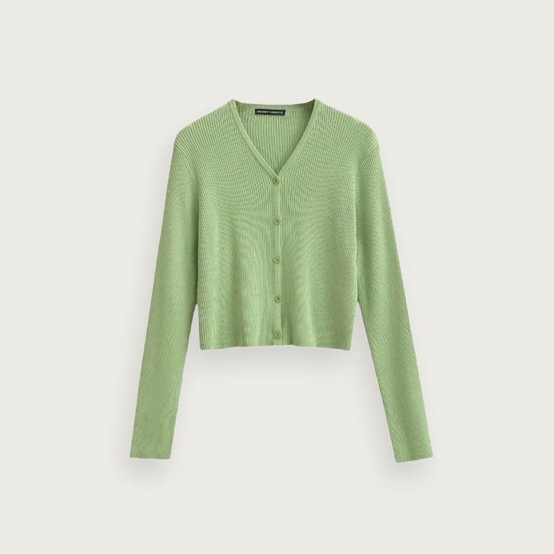 Vringad Stickad Tröja Langärmad Slim Fit Blå Dam Stilren