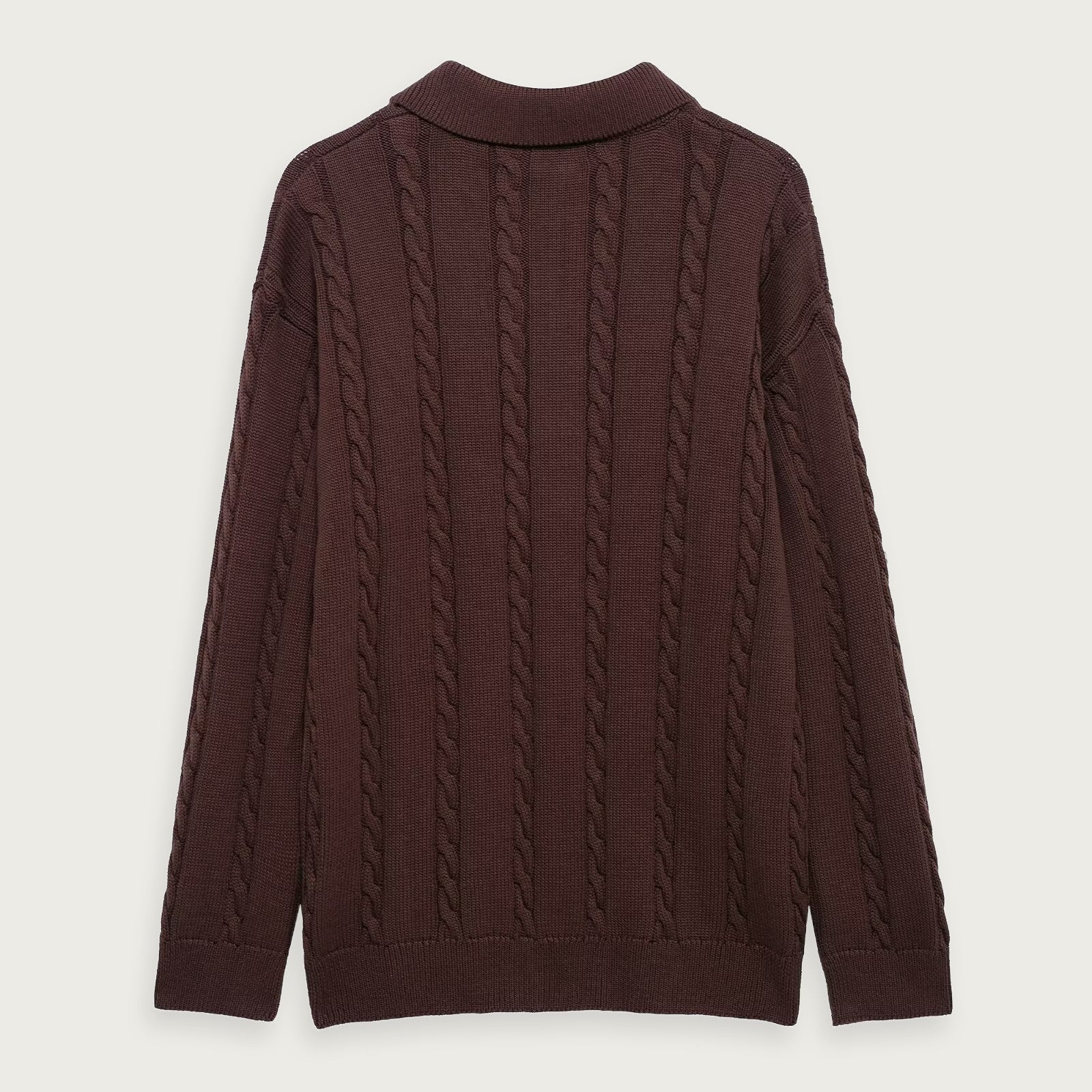 Stickad Jacka Med Polokrage Kastanjefärg Elegant