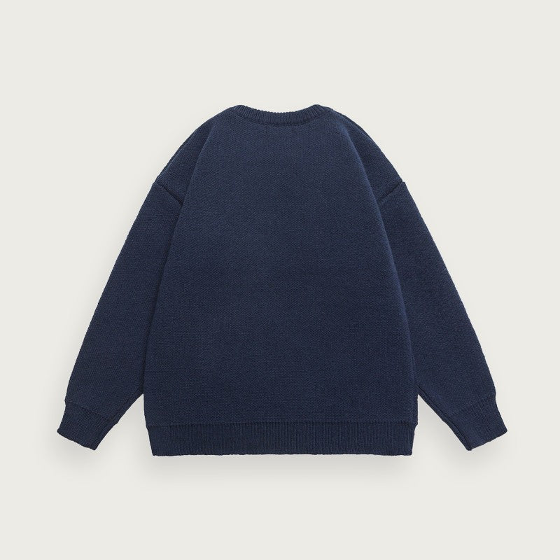 Rundhalsad Stickad Tröja Med Jacquard