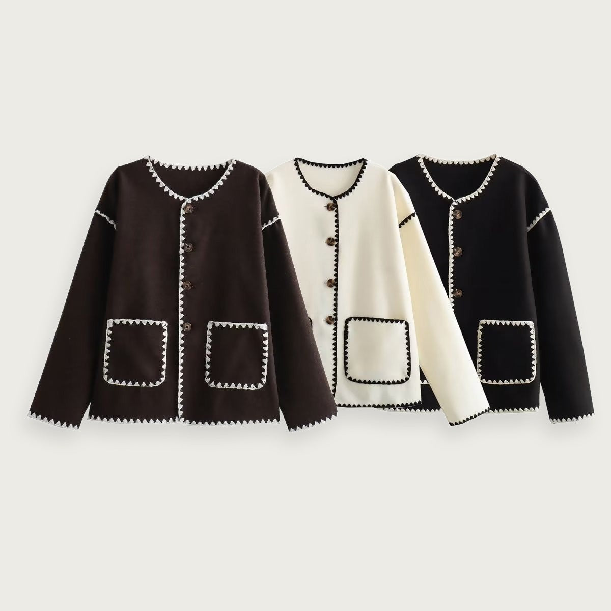 Overshirt Vintageinspiration Polyester Höst Elegant