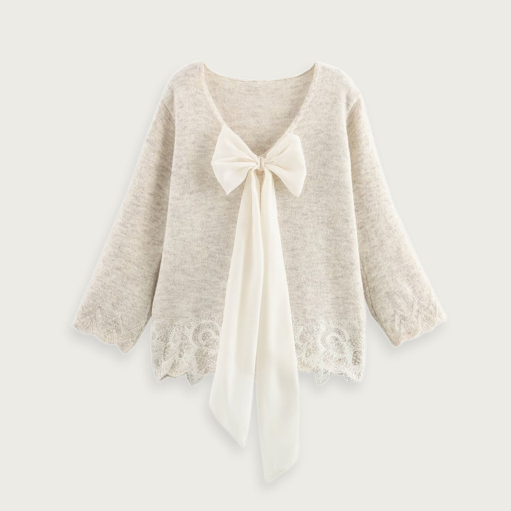 Rosettstickad Tröja Beige En Storlek Elegant