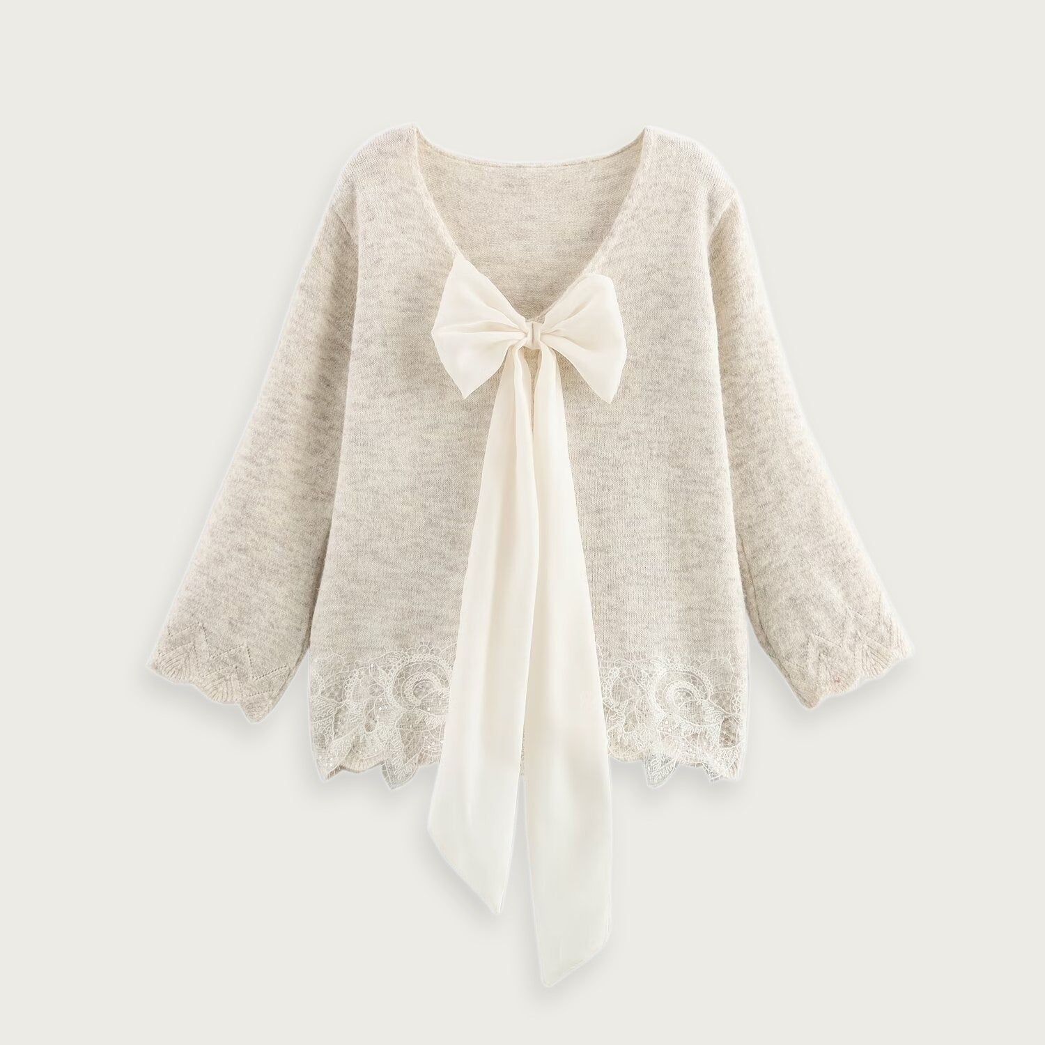 Rosettstickad Tröja Beige En Storlek Elegant